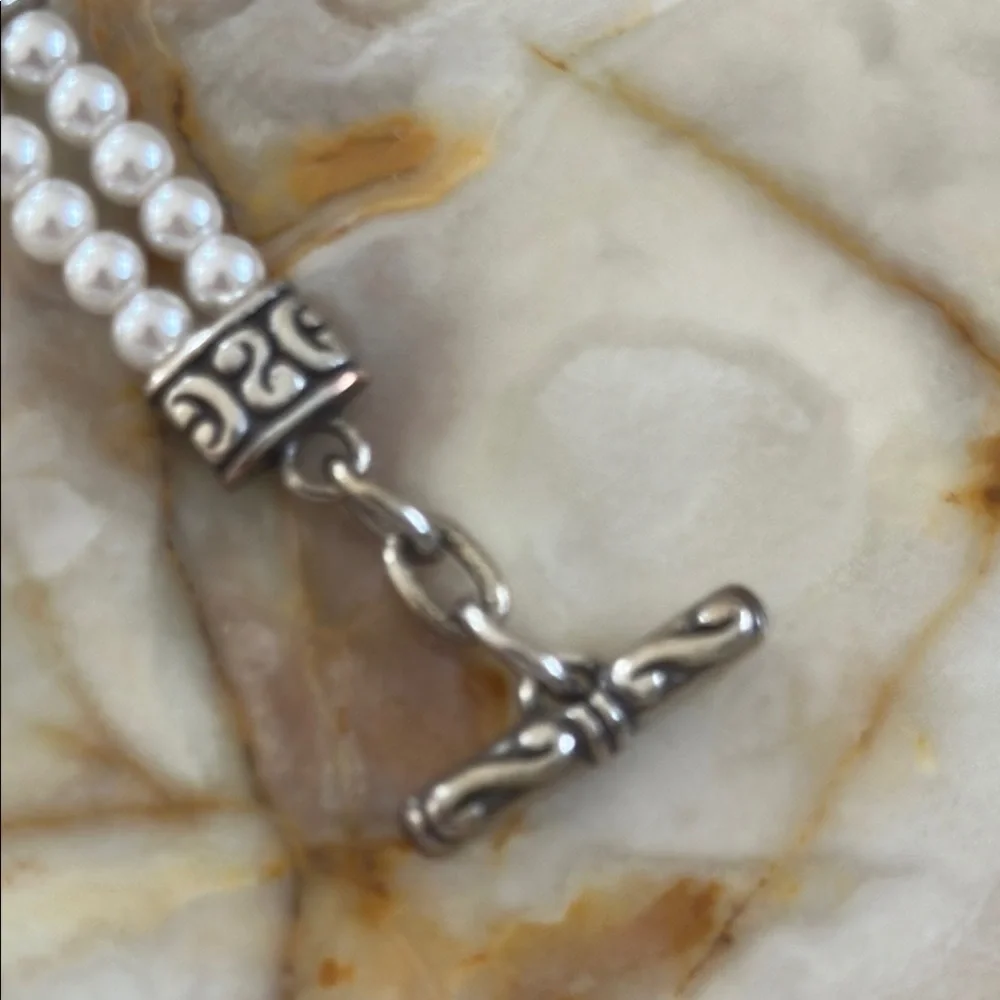 Brighton Silver and White Pearl Bracelet